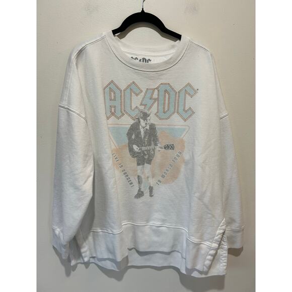 AC DC Sweatshirt size L white band graphic on front crewneck - Picture 1 of 6